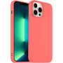 Husa din silicon compatibila cu iPhone 14 Pro, silk touch, interior din catifea, camera bump, Rosu deschis