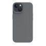 Husa din silicon compatibila cu iPhone 14 Plus, silk touch, interior din catifea, camera bump, Gri