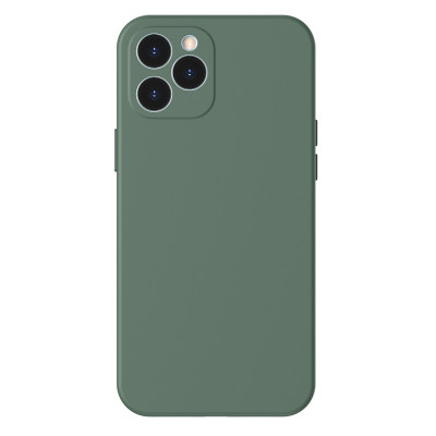 Husa iPhone 14 din silicon, silk touch, interior din catifea cu decupaje pentru camere, Verde inchis