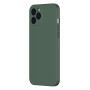 Husa iPhone 14 din silicon, silk touch, interior din catifea cu decupaje pentru camere, Verde inchis