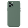 Husa iPhone 14 Pro din silicon, silk touch, interior din catifea cu decupaje pentru camere, Verde inchis