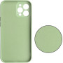 Husa din silicon compatibila cu iPhone 12, silk touch, interior din catifea cu decupaje la camere, Verde deschis