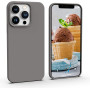 Husa din silicon compatibila cu iPhone 13, silk touch, interior din catifea, camera bump, Gri
