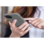 Husa din silicon compatibila cu iPhone 13, silk touch, interior din catifea, camera bump, Gri