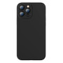 Husa iPhone 11 din silicon, silk touch, interior din catifea cu decupaje pentru camere, Negru