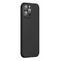 Husa iPhone 11 din silicon, silk touch, interior din catifea cu decupaje pentru camere, Negru