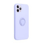 Husa compatibila cu iPhone 14, silicon, inel rotativ pentru prindere magnetica, interior din catifea, Violet