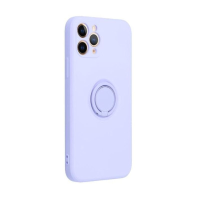 Husa compatibila cu iPhone 14 Plus, silicon, inel rotativ pentru prindere magnetica, interior din catifea, Violet