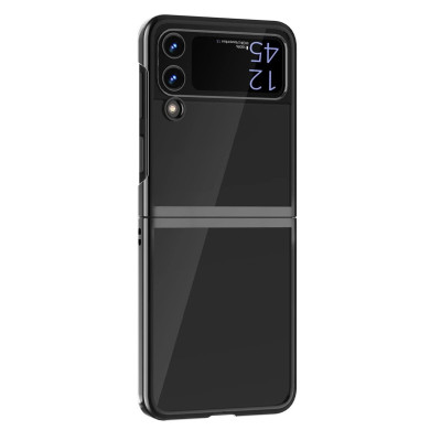 Husa pentru Samsung Galaxy Z Flip 4 din policarbonat cu margini colorate si protectie pentru camere, Negru