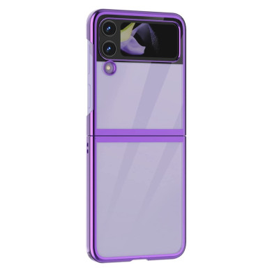 Husa pentru Samsung Galaxy Z Flip 4 din policarbonat cu margini colorate si protectie pentru camere, Mov