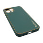 Husa compatibila cu iPhone 14, Piele ecologica, Full protection, Verde inchis