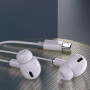 Casti Audio cu fir Kakusiga KSC 727, conector Type-C, In Ear, Functii control volum, Alb