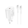 Incarcator Retea cu cablu USB Type-C HOCO N22 Jetta, Quick Charge, 25W, 1 X USB Tip-C, Alb