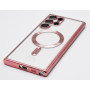 Husa Luxury tip MagSafe compatibila cu Samsung Galaxy S23, Full protection, Margini colorate, Rose gold