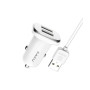 Incarcator auto KAKU KSC-318, 2 x USB, Incarcare rapida si cablu Lightning, Alb