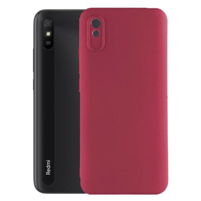 Husa Silicon Silk Touch compatibila cu Xiaomi Redmi 9A, interior catifea, Visiniu