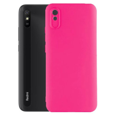 Husa Silicon Silk Touch compatibila cu Xiaomi Redmi 9A, interior catifea, Roz Neon