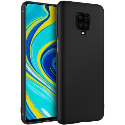 Husa Silicon Silk Touch compatibila cu Xiaomi Redmi Note 9 Pro, interior catifea, Negru