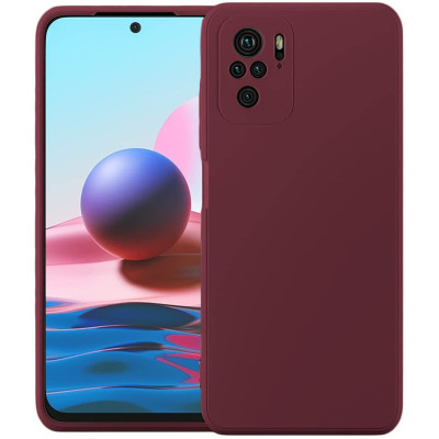 Husa Silicon Silk Touch compatibila cu Xiaomi Redmi Note 10 / 10s, interior catifea, Visiniu