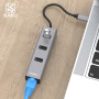 Hub USB cu mufa Tip-C Kaku KSC-275 3xUSB-A, 1xGigabit RJ45, Gri