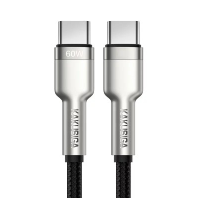 Cablu Date si Incarcare Kakusiga KSC-685 mufa USB-C la USB-C 60W PD, Gri