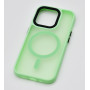 Husa Matte Transparent Silicon compatibil MagSafe pentru iPhone 15 Verde Menta