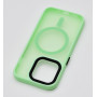 Husa Matte Transparent Silicon compatibil MagSafe pentru iPhone 15 Verde Menta