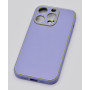 Husa eleganta din piele ecologica cu insertii aurii, Full protection, pentru iPhone 15, Lavanda