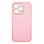 Husa eleganta din piele ecologica cu insertii aurii, Full protection, pentru iPhone 15, Roz