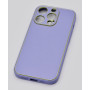 Husa eleganta din piele ecologica cu insertii aurii, Full protection, pentru iPhone 15 Plus, Lavanda