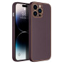 Husa eleganta din piele ecologica cu insertii aurii, Full protection, pentru iPhone 15 Pro Max, Violet