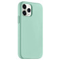 Husa din silicon compatibila cu iPhone 15 Pro, silk touch, interior din microfibra, camera bump, Verde Menta