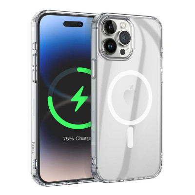 Husa de protectie din silicon Hoco Transparent Magnetic Case, pentru iPhone 15 - Alb