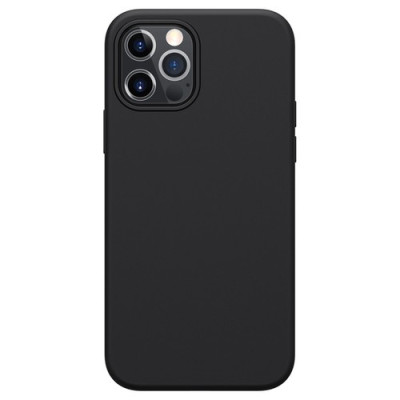 Husa protectie compatibila cu iPhone 12/12 Pro, ultra slim din silicon Negru silk touch, interior din ctifea