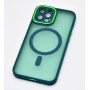 Husa Matte Silicon Camera Protection compatibil MagSafe pentru iPhone 14, Verde Inchis