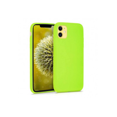 Husa pentru iPhone 11, ultra slim, silk touch Verde Neon, interior din catifea, protectie camera, protectie ecran