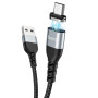 Cablu transfer date si incarcare Hoco U96, prindere magnetica, MicroUSB, Negru