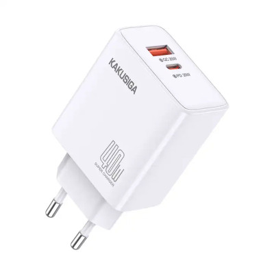 Incarcator Retea Dual Port Kakusiga KSC-936, Fast Charging 40W, 1xUSB-C, 1xUSB-A, Alb