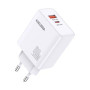 Incarcator Retea Dual Port Kakusiga KSC-936, Fast Charging 40W, 1xUSB-C, 1xUSB-A, Alb