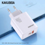 Incarcator Retea Dual Port Kakusiga KSC-936, Fast Charging 40W, 1xUSB-C, 1xUSB-A, Alb