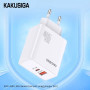 Incarcator Retea Dual Port Kakusiga KSC-936, Fast Charging 40W, 1xUSB-C, 1xUSB-A, Alb