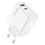 Incarcator Retea Dual Port Kakusiga KSC-934, Fast Charging 65W, 1xUSB-C, 1xUSB-A, Alb