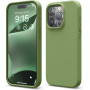 Husa de protectie din Silicon cu Microfibra la interior compatibila iPhone 15, Verde Olive