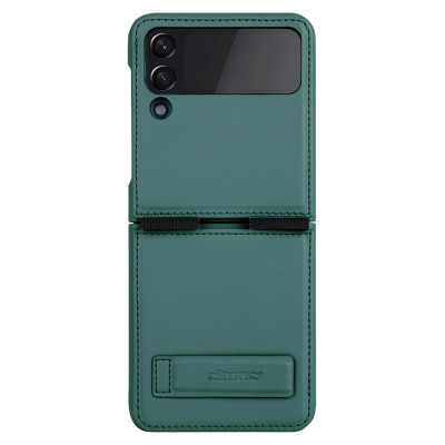 Husa Protectie Nillkin Qin Series Piele Ecologica pentru Samsung Galaxy Z Flip5, Verde inchis