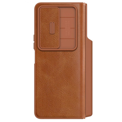 Husa Protectie Nillkin Qin Series Piele Ecologica pentru Samsung Galaxy Z Fold4, Maro