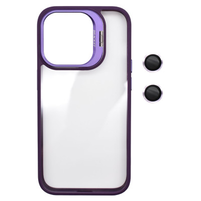 Husa Protectie din Policarbonat cu stativ si protectie camere, pentru iPhone 11, Violet