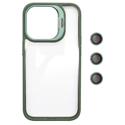 Husa Protectie din Policarbonat cu stativ si protectie camere, pentru iPhone 11 Pro, Verde