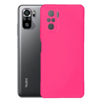 Husa Silicon Silk Touch compatibila cu Xiaomi Redmi Note 10 / 10s, interior catifea, Roz Neon