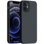 Husa protectie pentru iPhone 12 Mini , ultra slim din silicon Negru,silk touch, interior din catifea