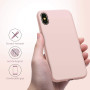 Husa protectie pentru iPhone X, ultra slim din silicon Roz,silk touch, interior din catifea